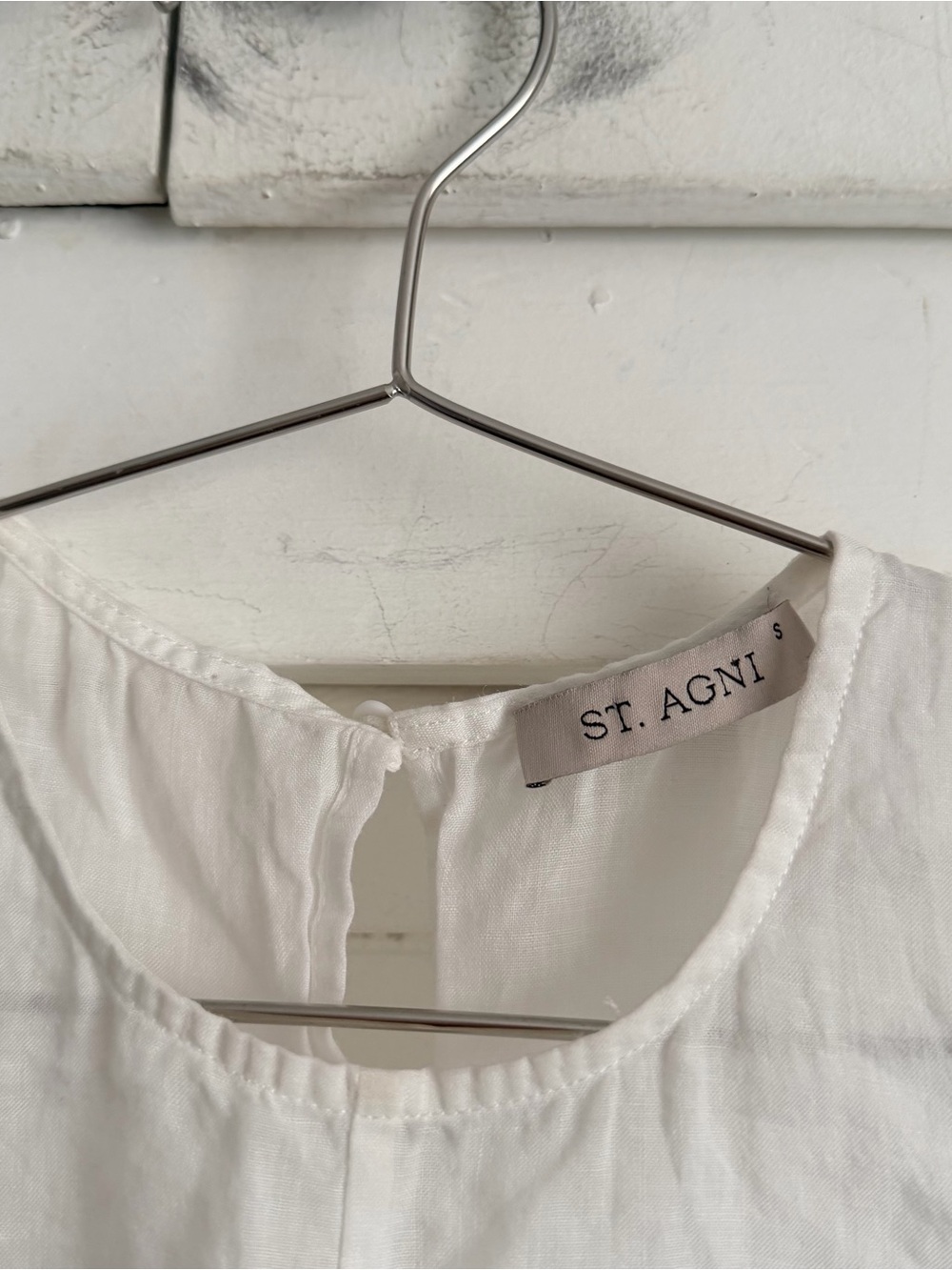 St. Agni White Semi Sheer Patchwork Tie Tank - Salt - Picture 2 of 8